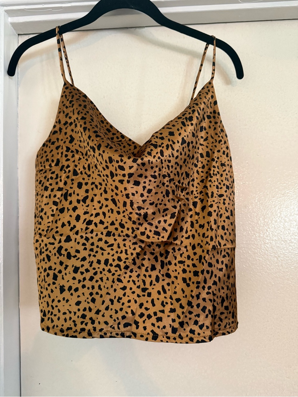 Leopard Print Cowl Neck Camisole - Tan/Black